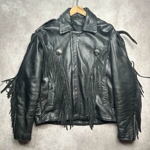 Fringed Black Leather Jacket